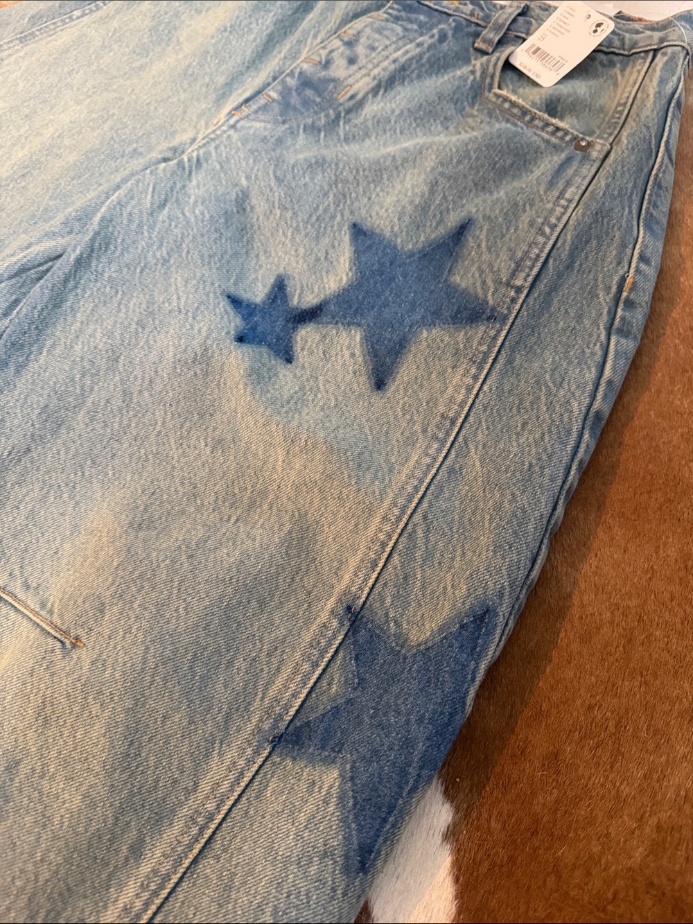 NWT We The Free Good Luck Barrel Jeans Stars Kismet 25 - Picture 3 of 4